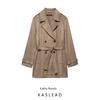 Kaslead Новая женская одежда Западный стиль Простой тренч средней длины с эффектом замши 3046279 704