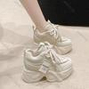 Модные женские кроссовки на высокой платформе Весна Осень На шнуровке Массивные теннисные туфли Бежевые Толстая подошва Повседневная обувь Женские Спортивные кожаные кроссовки