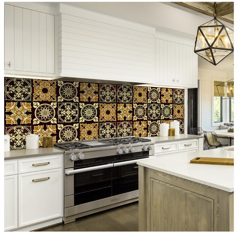 10 шт., ретро-узор, матовая поверхность, плитка, наклейки, чехлы для кухни, ванной, столов, пола, износостойкие художественные наклейки на стены