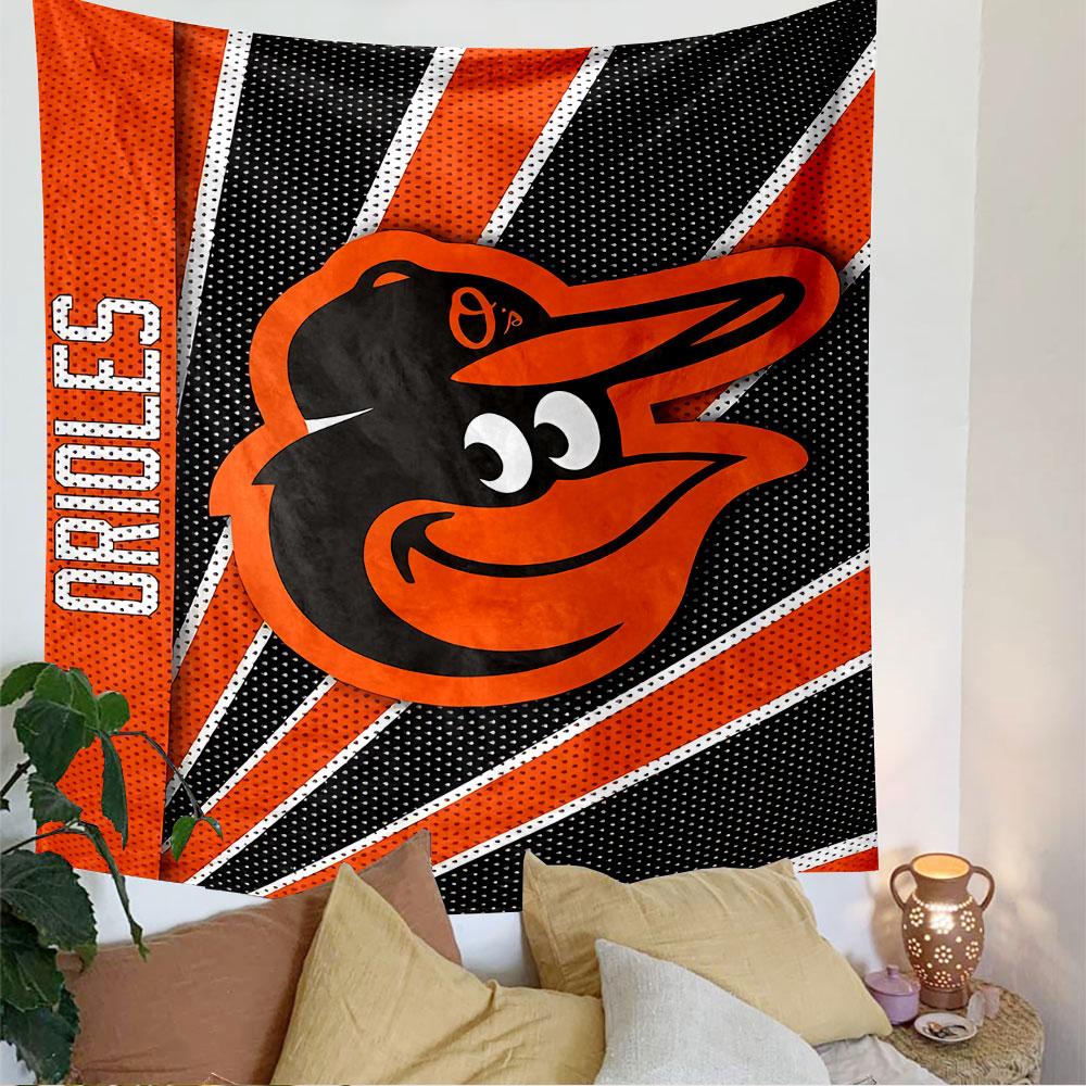 Baltimore Orioles Tapestry Wall Hanging, MLB Baseball Team Logo Poster, Sports Wall Decor for Bedroom Living Room Dorm