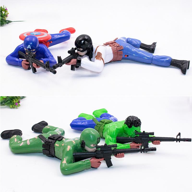 Периферийная игрушка Marvel Ползающий Человек-паук Капитан Америка Халк С пистолетом Ползающая модель Со светом Детская игрушка для ползания