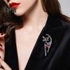 Cute Cat Shape Brooch Colorful Shining Rhinestones Inlaid Pin Suit Lapel Badge Jewelry Gift Coat Accessories