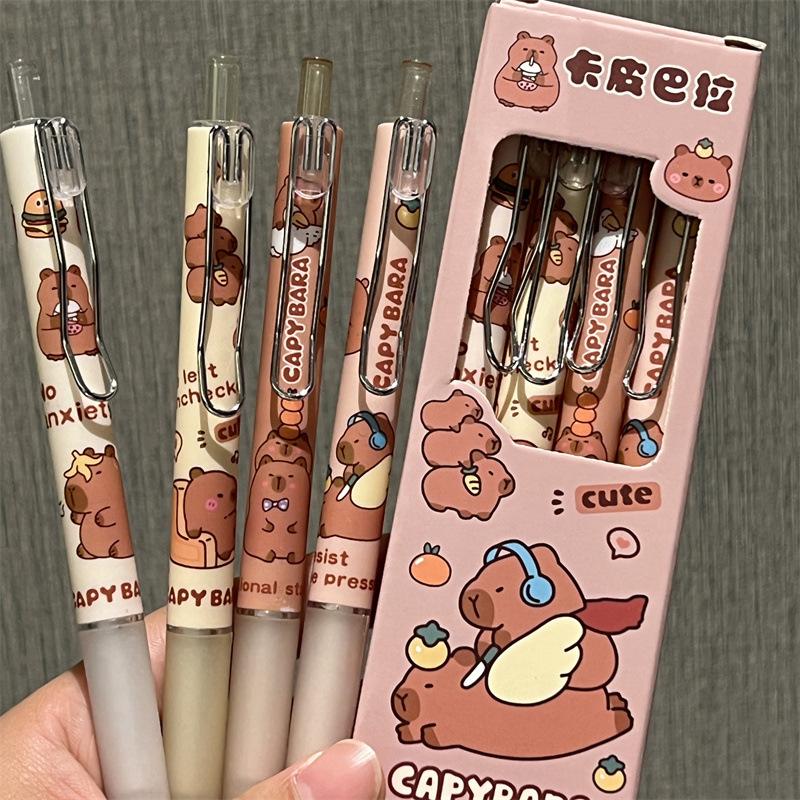 4Pcs Cartoon Lovely Capybara Gel Pen Stationery School Office Supplies Kids Gift