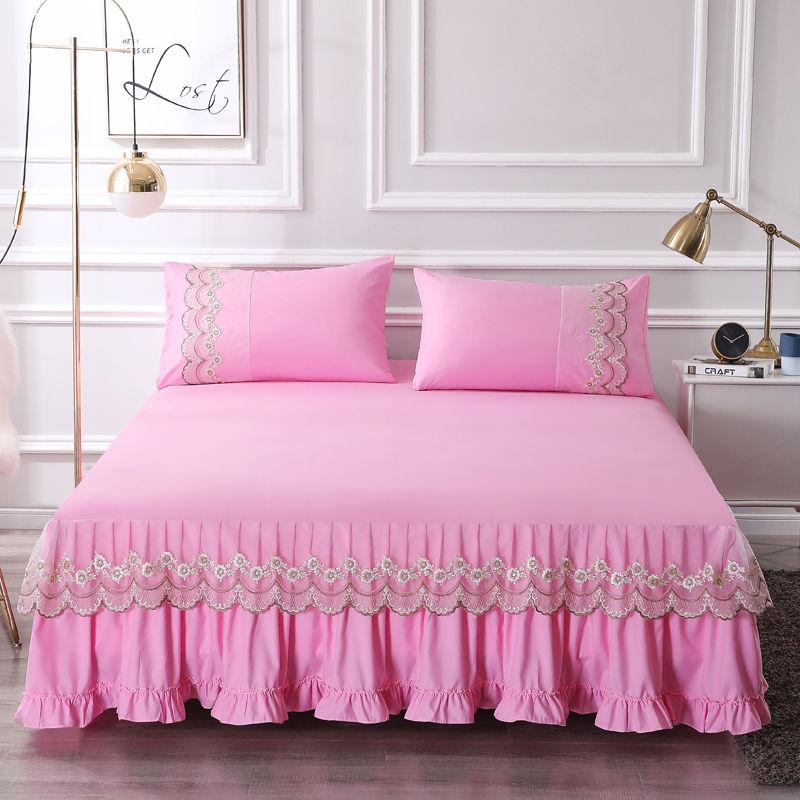 Современная минималистичная кружевная юбка-кровать в стиле принцессы, приятное для кожи хлопковое нескользящее покрывало, бытовая юбка-кровать, комплект из трех предметов