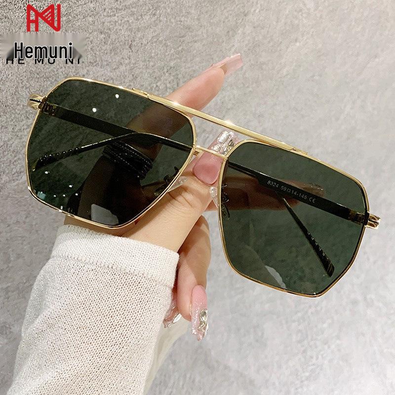 Унисекс Солнцезащитные очки с большой оправой и двойной переносицей для путешествий и стиля