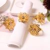 4pcs Alloy Napkin Ring Flower Rhinestone Design Towel Napkin Buckle Holders Wedding Party Dinner Table Decoration