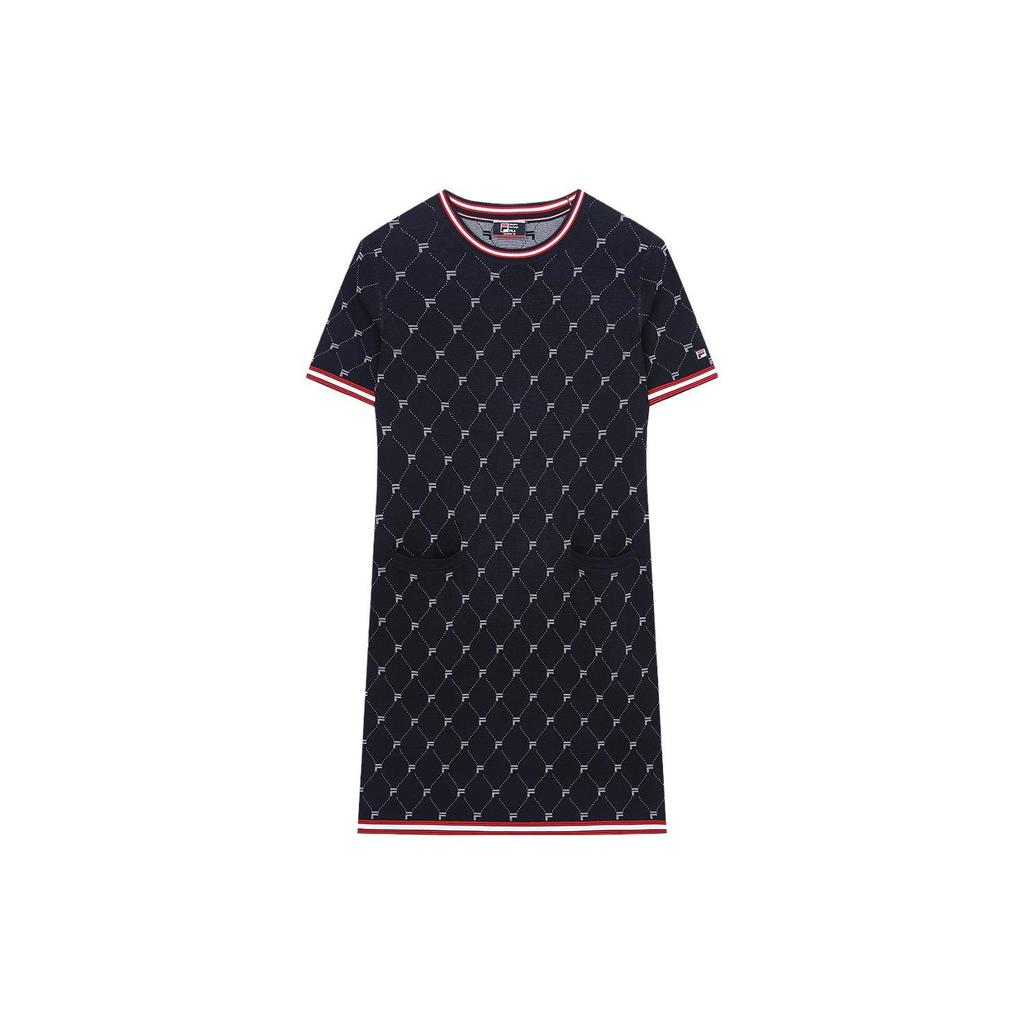 Fila Классическое деловое платье с круглым вырезом и коротким рукавом Женские платья Легендарно-синий F11W331311FNV