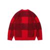 Li Ning Plaid Pattern Knitted Round Neck Long Sleeve Sweater Unisex Sweater Red AMBT001-1