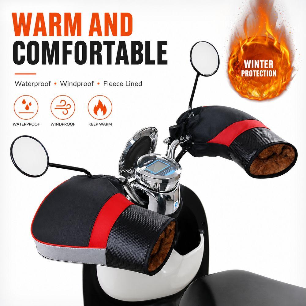 Thickened Cotton Motorcycle Handlebar Gloves Reflective Strips Handlebar Muffs Winter Riding