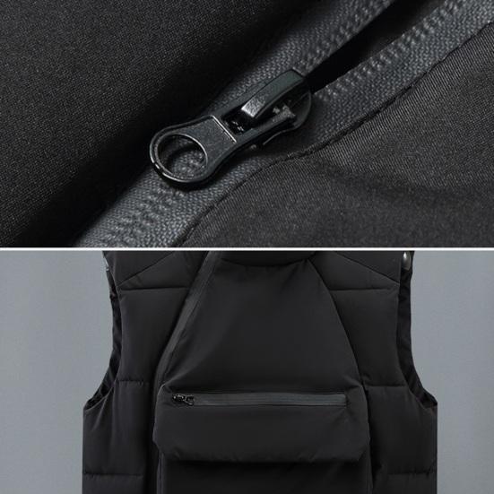 Мужской пуховик с воротником-стойкой, без рукавов, косая застежка-молния, жилет, пальто с передними карманами, однотонное хлопковое пальто