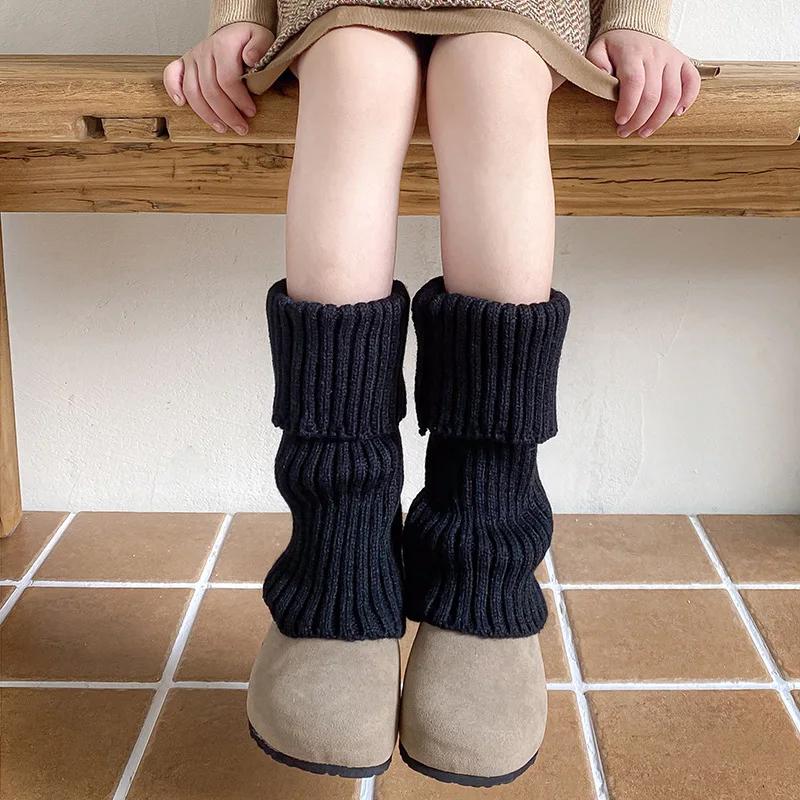 Детские осенне-зимние школьные носки с наборным дизайном, корейская мода, детские гетры, утолщенные вязаные носки до середины голени