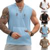 Мужская повседневная вязаная футболка с капюшоном и завязками, жилет без рукавов