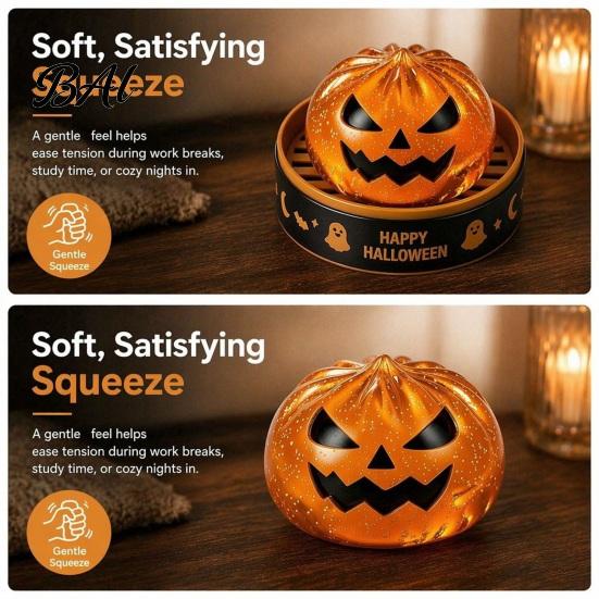 Dumpling Shaped Toy 1/6Pcs Halloween Stress Relief Toy, Devil Pumpkin Eyeball Skeleton Squeeze Party Favors Anxiety Reduction Dough Bun Fidget
