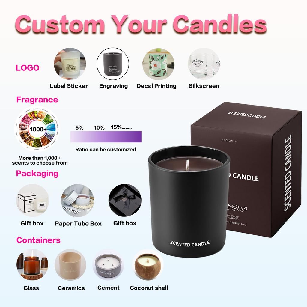 Inspired Aromatic Soy Wax Candles Custom Glass Jar Home Fragrance Candles Cute Birthday Christmas Halloween Gifts