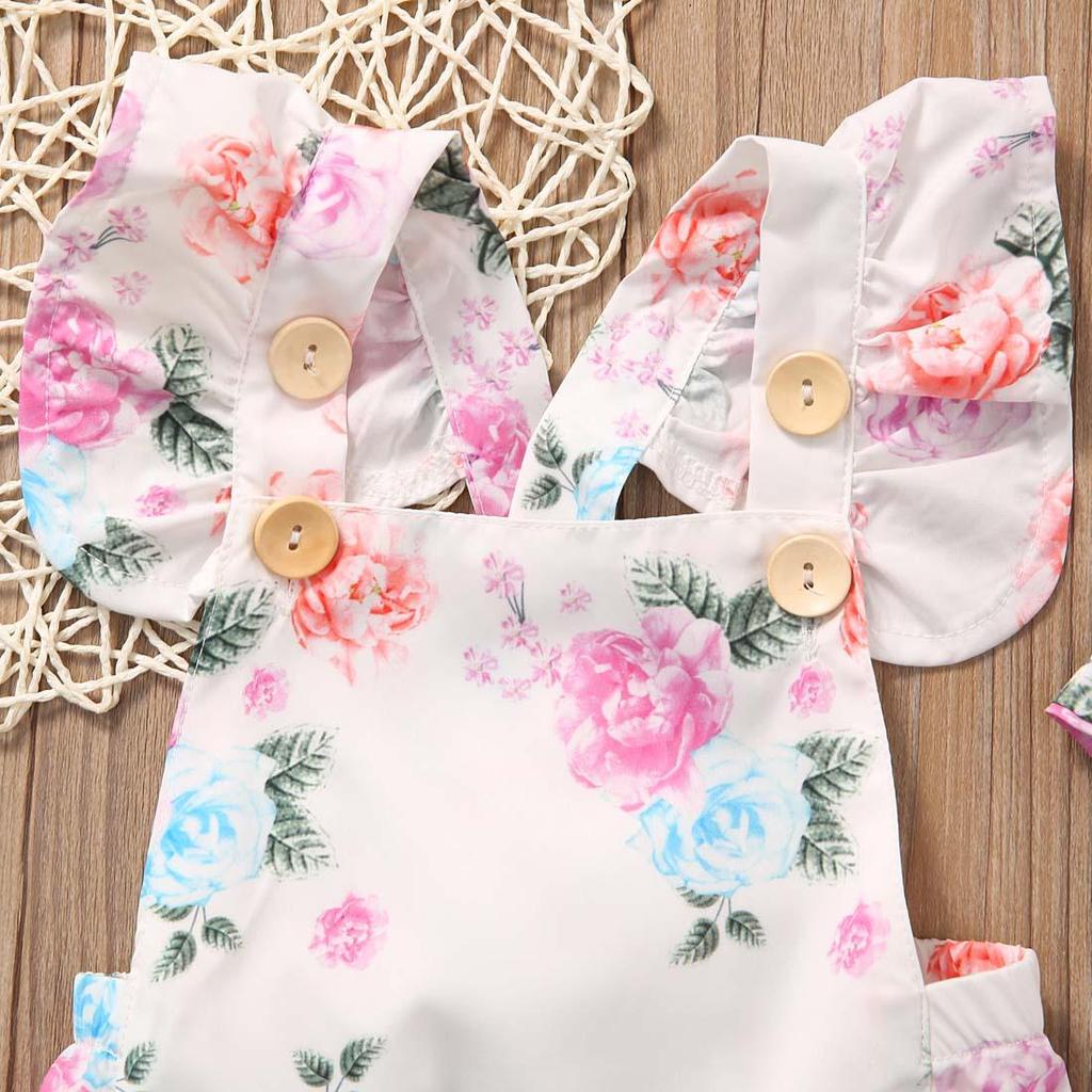 Toddler Kids Baby Girl Clothes Tops Romper Bodysuit+Headband Sunsuit Outfit Set
