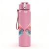 1PC Gradient Butterfly Wing Art 750ml Color Plastic Sports Water Bottle Leakproof Flip Straw Lid Suitable for Sports Office Home Use