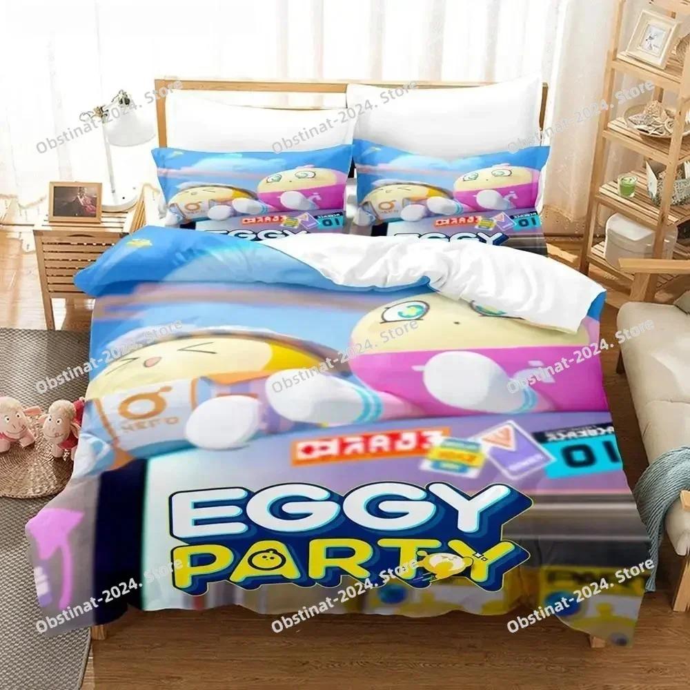 Постельное белье Eggy Party Набор с принтом Односпальное Одеяло Покрывало Наволочка 3 предмета Наборы Детский Взрослый Размер Игровые Пододеяльники Eggy