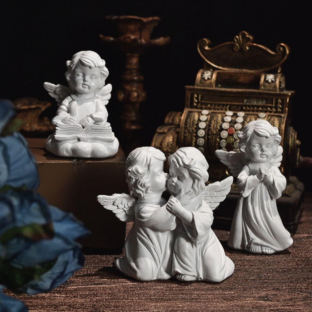 Resin Crafts High Quality Peaceful Prayer Angel Figurine Desktop Ornaments Sculpture Flower Fairy