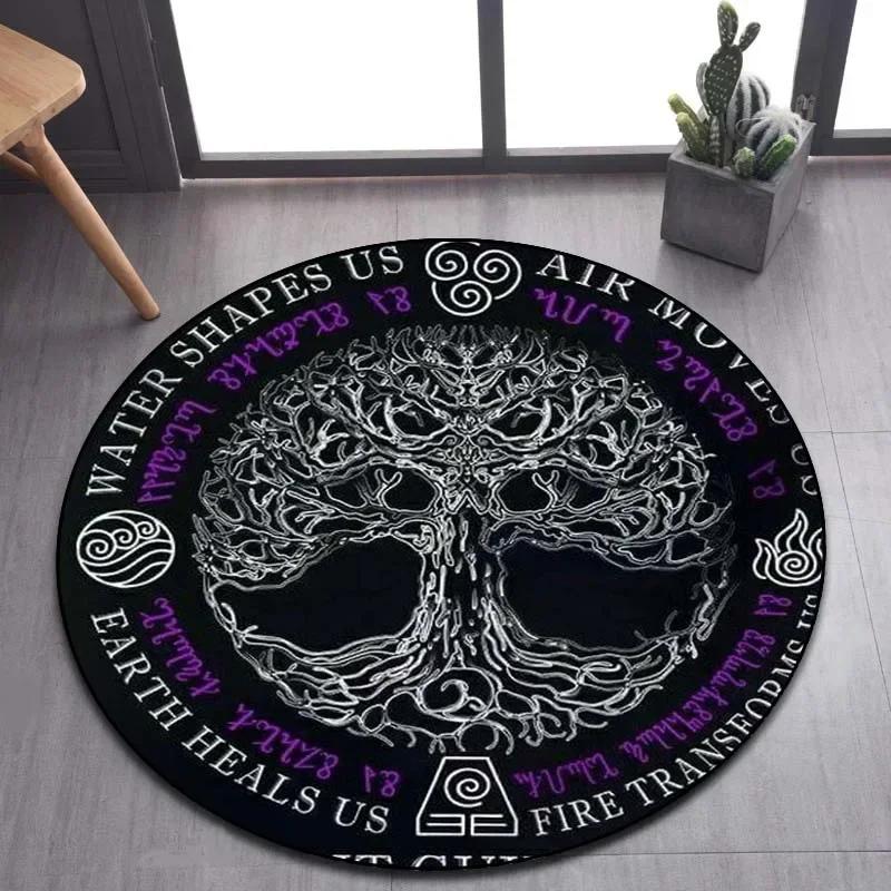 Viking Valknut Yggdrasil Tree of Life круглый ковер, ковер для гостиной, спальни, дивана, декор игровой комнаты, нескользящий напольный коврик