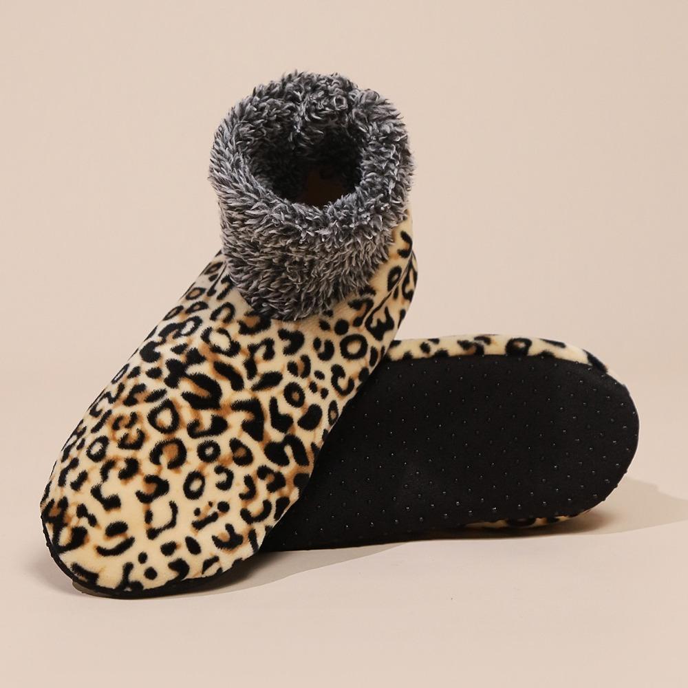 Winter Thicken Warm Chic Leopard Print Socks Indoor Non-Slip Couple socks Christmas Gifts