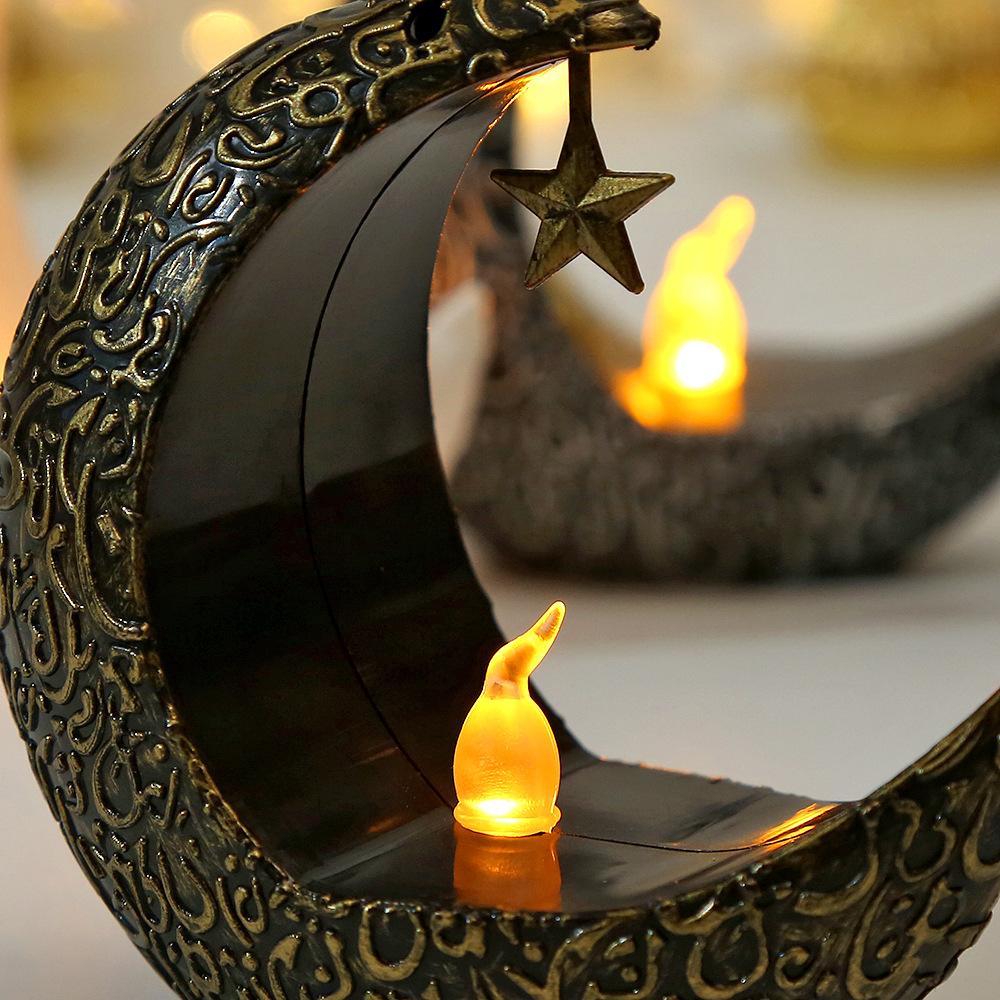 2024 Ramadan Decoration Star Moon LED Candlestick Lamp for Ramadan Kareem Islamic Muslim Home Decor Lamp Eid Mubarak Party Gifts
