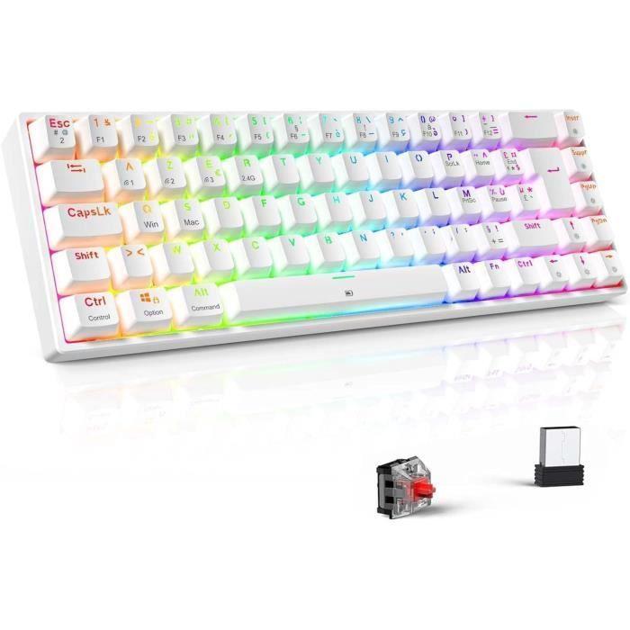 Clavier Gamer Mécanique - TECURS - TKL 65% - RGB Rétroéclairé - Bluetooth/2.4G/Type-C