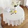Circular Table Cover for Kitchen Dinning Room Tabletop Decor Round Tablecloth Cotton Table Cloth with Tassel Dust-Proof Floret