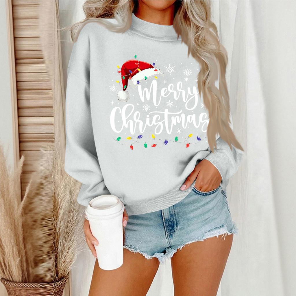 Women's Casual Fashion Round Neck Long Sleeve Christmas Printed Sweatshirt