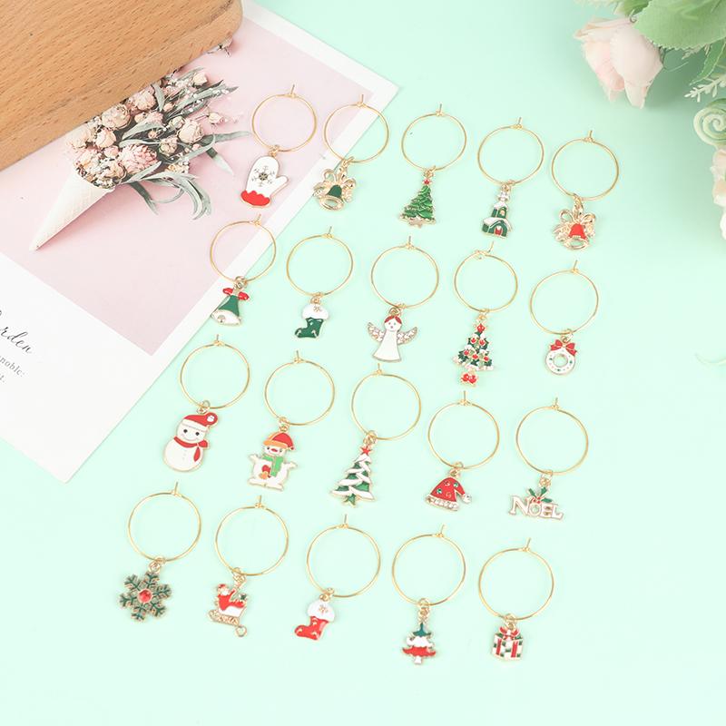 20Pcs Christmas Wine Glass Markers Holiday Drink Marker Charms for Wine Glasses