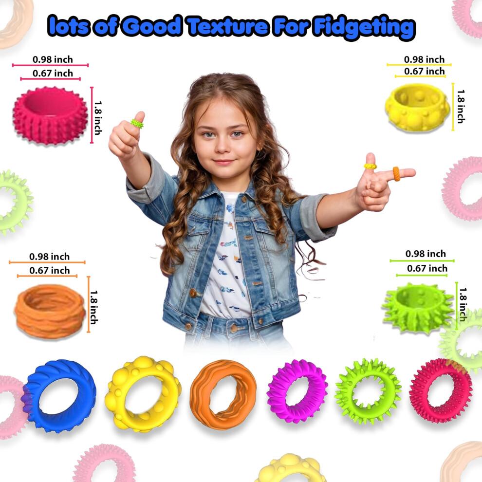 18 Pcs Fidget Sensory Rings Set – Stress Relief Anxiety Rings for Kids & Adults, Soft and Stretchy, Ideal for ADHD, Autism, Focus & Calming Therapy