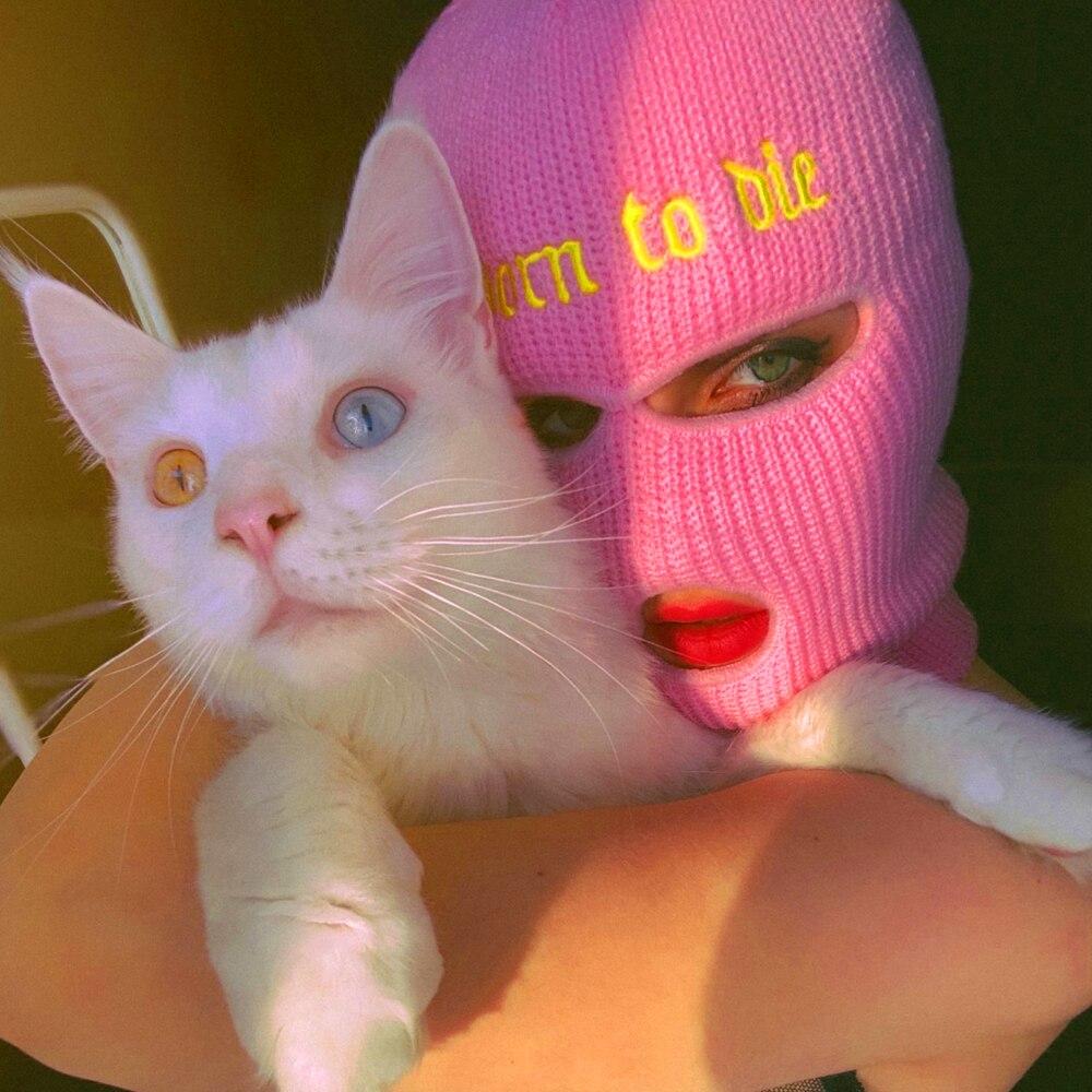 Вязаная 3-дырочная лыжная маска с вышивкой 'Born to Die' - Разные цвета