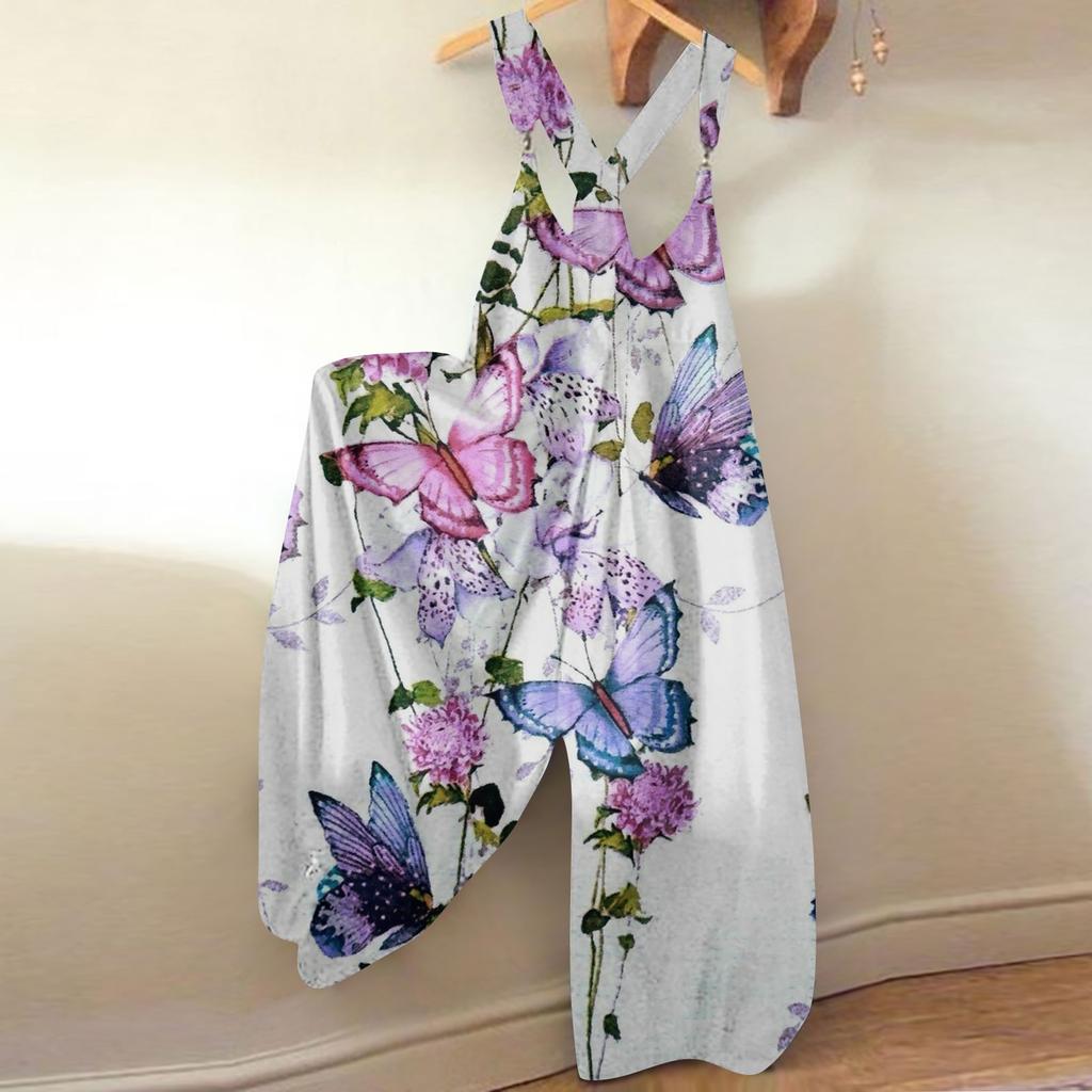 Женский модный летний милый свободный повседневный комбинезон с принтом в стиле ретро и ремешками