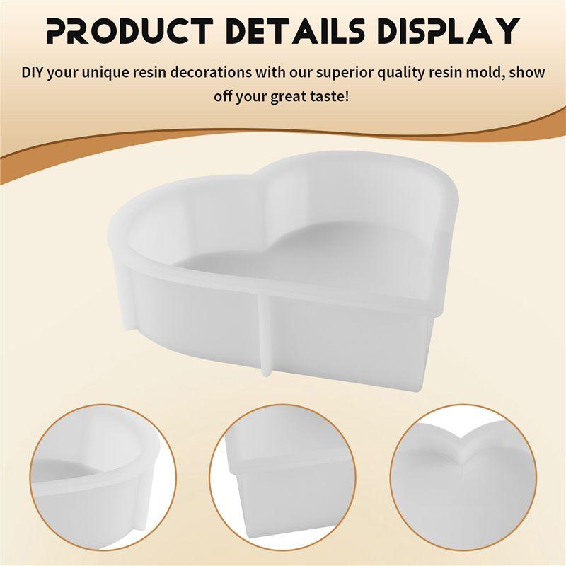 J1UL1N Large Silicone Molds For Resin, Heart Resin Mold, Epoxy Resin Molds For Flowers Preservation, Resin Art Casting