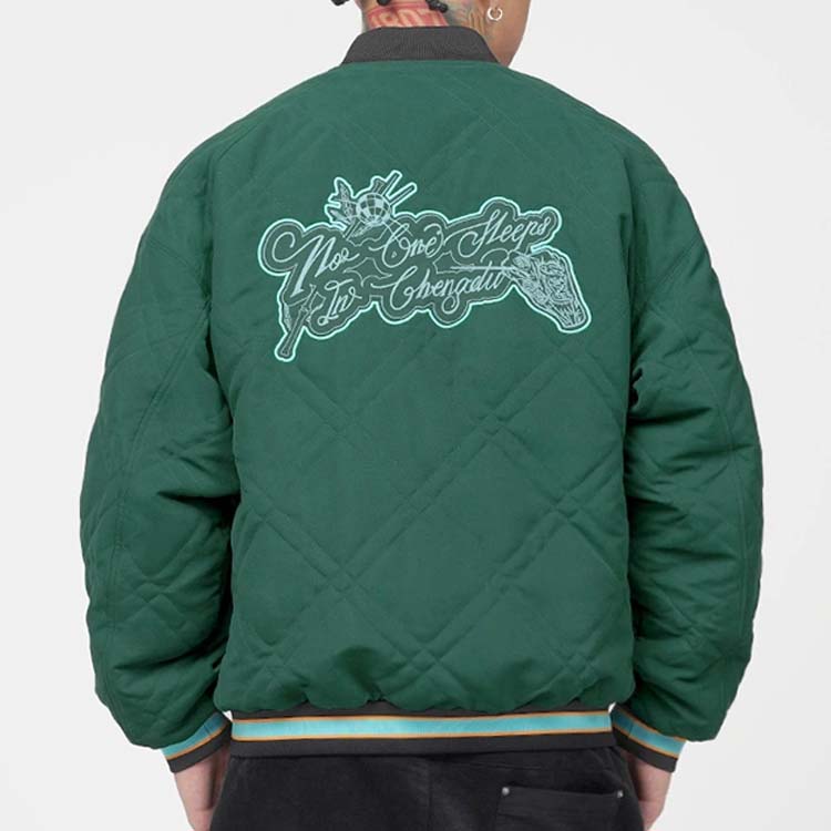 Мужская бейсбольная хлопковая куртка Li Ning Bad Five Sports Basketball Series с вышивкой, темно-зеленая AJMR115-1