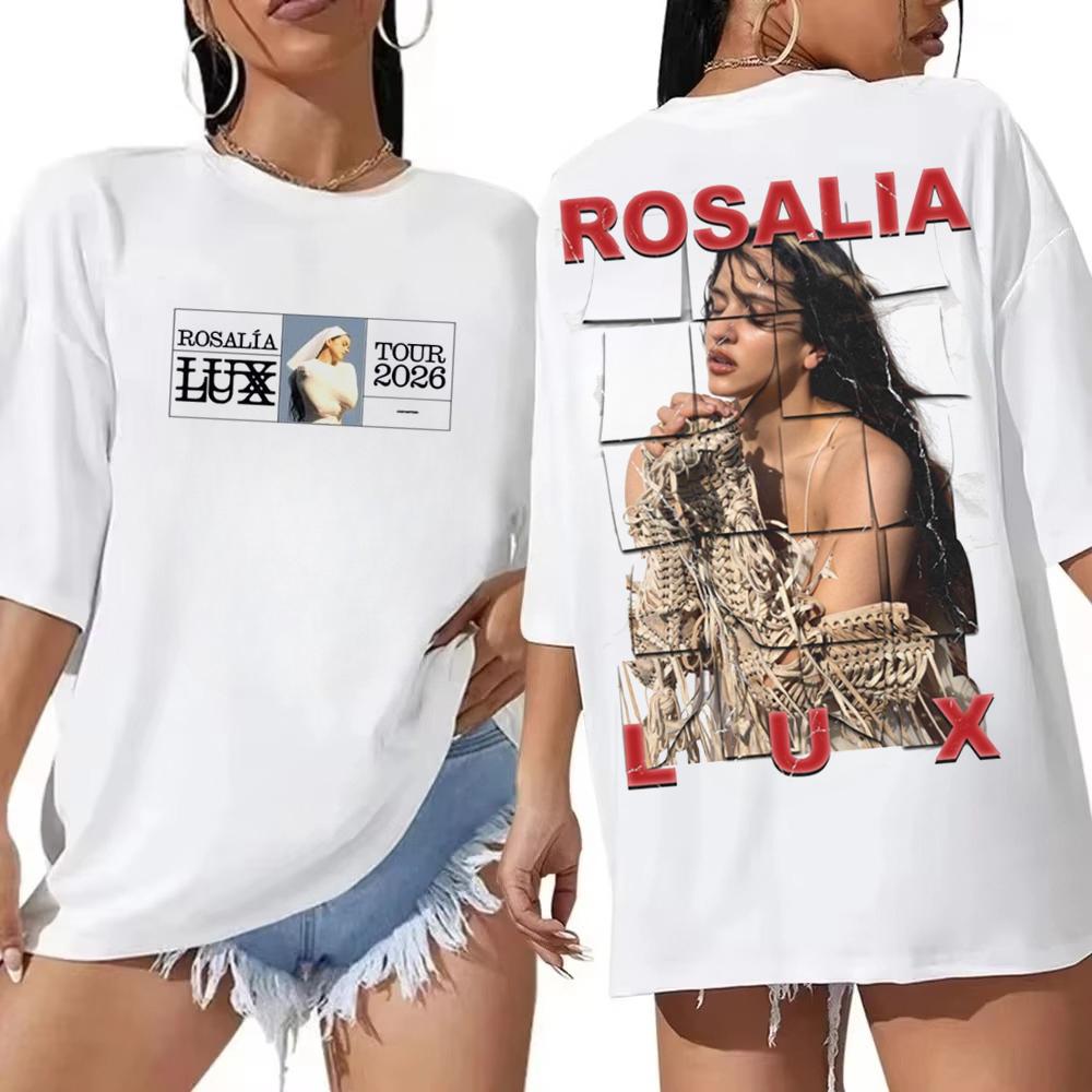 Футболка Rosalia Lux Tour Винтажный Графический Принт Хлопковая Футболка Футболка Rosalia Ретро Подарок для Фанатов Женская и Мужская Футболки Топы