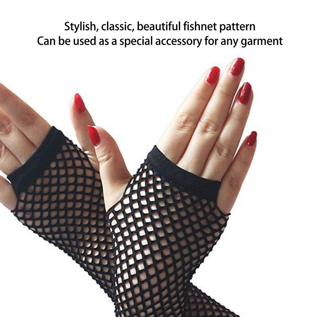 Перчатки в сетку, мягкие, дышащие, в стиле панк, полупальцы, черные, длинные, в сетку, для выпускного вечера