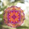 Metal Wind Chime Mandala Outdoor Garden Decor - Rustic Wind-Powered Spinner with Vibrant Purple Pink Orange Golden Accents