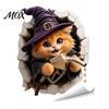 3D Effect Halloween Decal Spider Decorative Sticker for Car, Broken Hole Dog Cat Owl Self-Adhesive Sticker, Waterproof Removable PVC Holiday