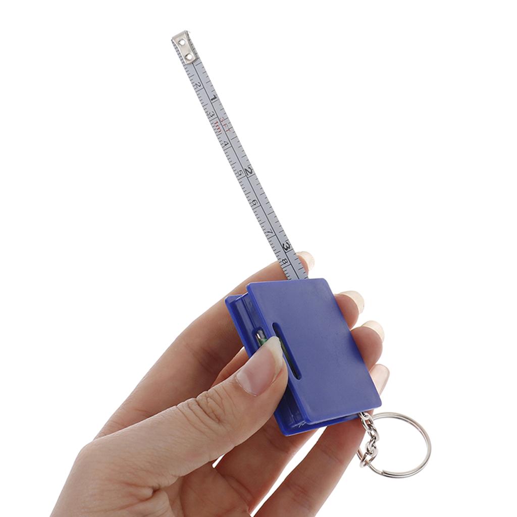 Multifunctional Key Rings Tape Measure Square Steel Ruler with Horizontal Bubble Level & Plastic Housing for Household
