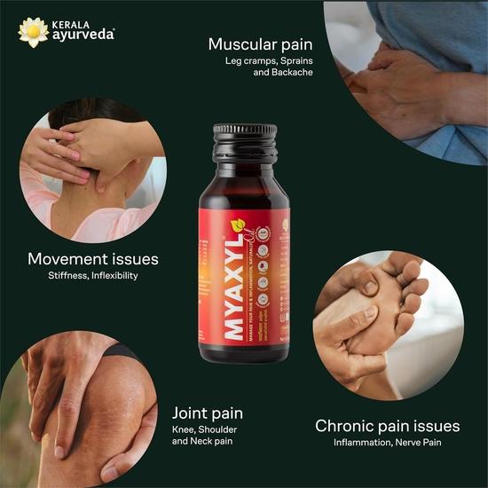 Масло Kerala Ayurveda Myaxyl Ayurvedic Pain Relief Oil - 60 мл | Мгновенное и долгосрочное облегчение боли в суставах, мышцах и спине, растяжениях
