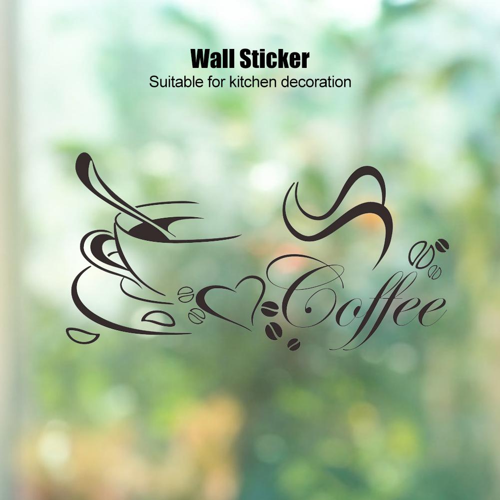 2Pcs Distinctive Coffee Cup Pattern Decorative Wall Sticker for Kitchen Living Room Decoration