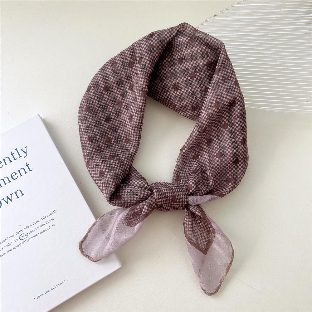 58 Цветочный Хлопково-Льняной Шарф: Корейский шейный платок с мелким цветочным принтом на весну, лето, осень - Универсальная повязка на голову и головной платок