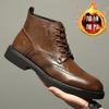 Ботинки Мартин мужские в британском стиле ретро короткие ботинки деловые туфли Брок высокие кожаные ботинки зимние с утолщенной подошвой рабочие кожаные ботинки