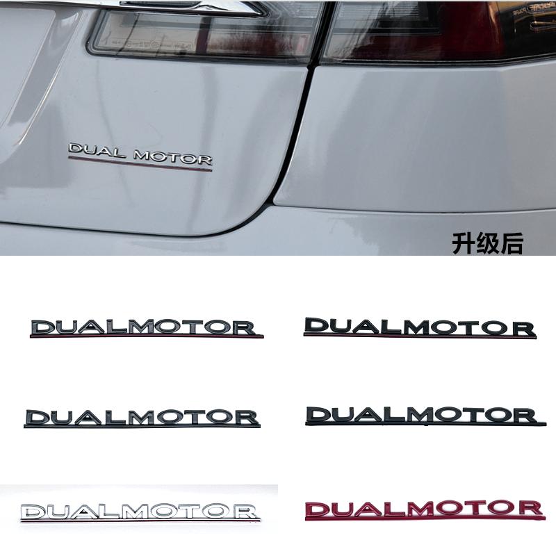 3D ABS Chrome Red Line Black Logo DUAL MOTOR Emblem Letters Car Styling Trunk Badge For Tesla 3 Y S X DUAL MOTOR Accessories