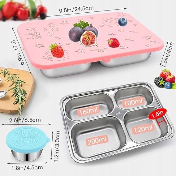 Lunchbox Pojemnik Na Śniadanie Obiad Szczelny Z Przegródkami Różowy