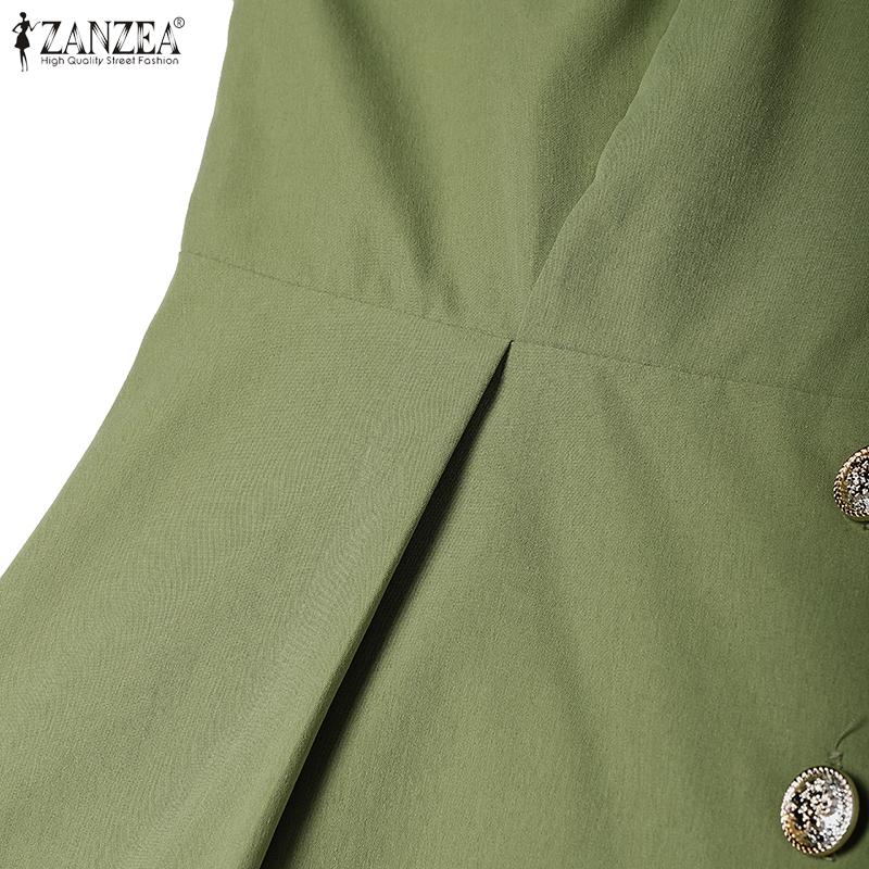 ZANZEA Women Turn Down Collar Casual Long Sleeve Dress