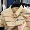 Поло с отложным воротником в полоску, короткий рукав, летнее, свободного кроя, Business Casual, топ, футболка-поло