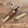 Luxury Genuine Leather 1 Slots Pen Case with Removable Pen Tray Holder Keychain Case Office School Supplies Pouch Creative Gift