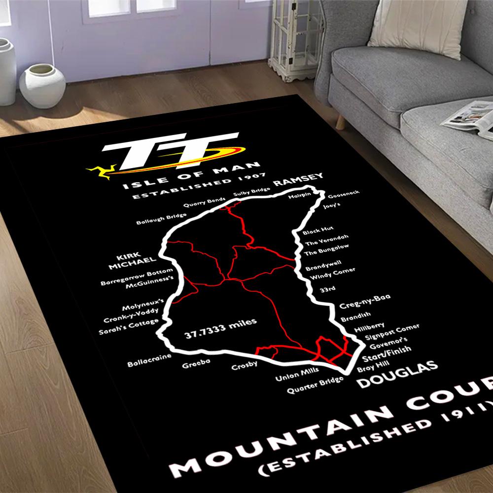 Isle Of Man Tt Race Themed Anti-Slip Rugs - Polyester Home Decor, Suitable for Bedrooms, Living Rooms, Doorways, Studios, and Decorations