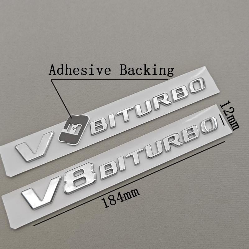 2pcs 3D ABS Car Letter Logo V8 BITURBO Sticker Fender Side Badge Emblem Decal For Mercedes Benz G63 S63 C63 E63 C63S Accessories AB1